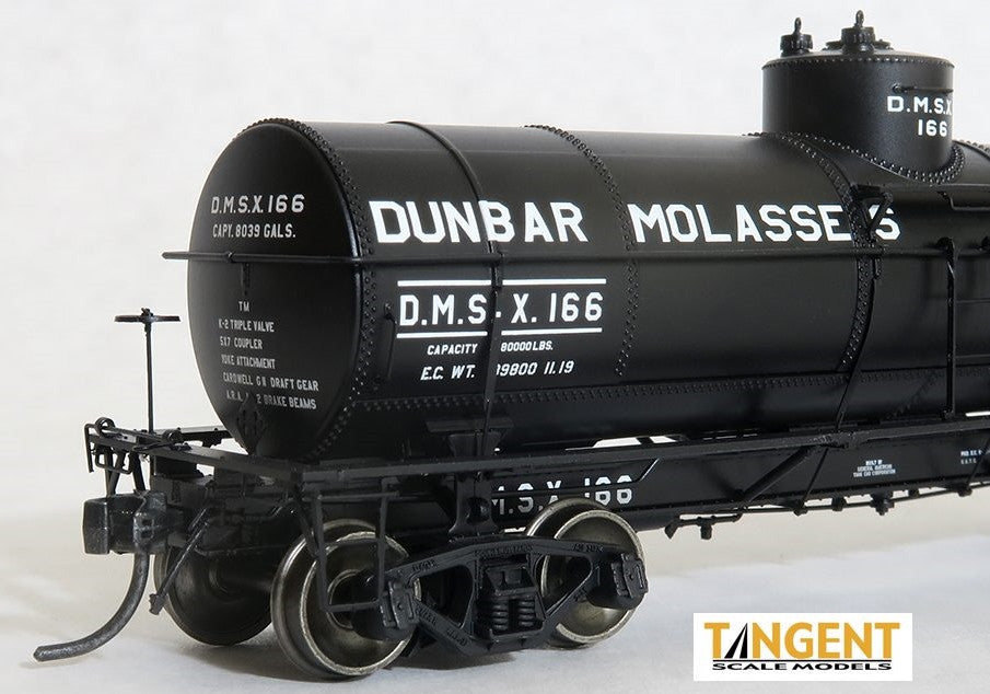 Tangent Scale Models HO 19016-04 General American GATC 8,000 Gallon 1917-Design Radial Course Tank Car 'Dunbar Molasses New Orleans 1919+' DMSX #165