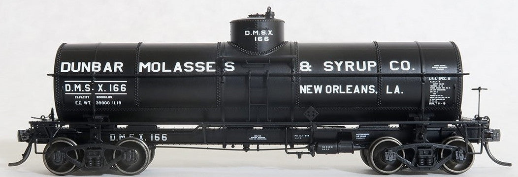 Tangent Scale Models HO 19016-04 General American GATC 8,000 Gallon 1917-Design Radial Course Tank Car 'Dunbar Molasses New Orleans 1919+' DMSX #165