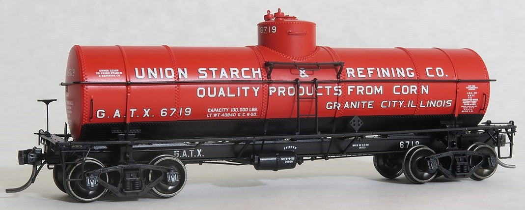 Tangent Scale Models HO 19017-10 General American GATC 8,000 Gallon 1917-Design Radial Course Tank Car 'Union Starch and Refining Company 1950+' GATX #6724