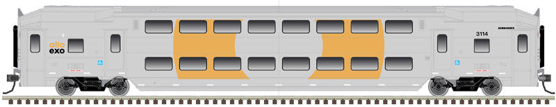 Atlas Master N 50006632 Multi-Level Commuter Coach Trailer Montreal EXO 'Patched - Salmon' #3114