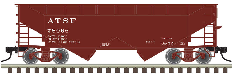Atlas Trainman HO 20007441 Offset-Side 2-Bay Open Hopper Santa Fe ATSF 3-Pack