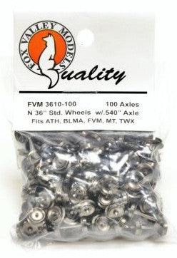 ScaleTrains Fox Valley Models N FVM3610100 Standard Wheelsets .540" Axle 36" Wheel 100-Pack