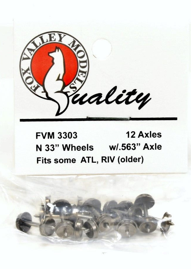 ScaleTrains Fox Valley Models N FVM3603 Semi-Scale Wheelsets .563" Axle 36" Wheel 12-Pack