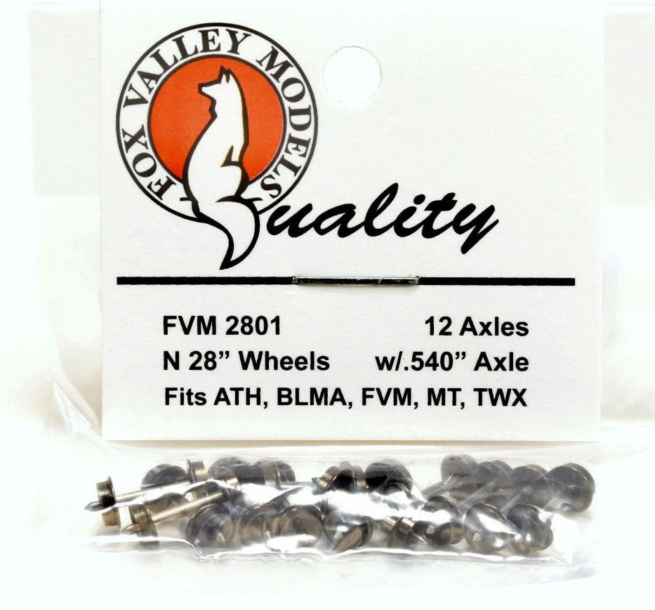 ScaleTrains Fox Valley Models N FVM2801 Semi-Scale Wheelsets .540" Axle 28" Wheel 12-Pack