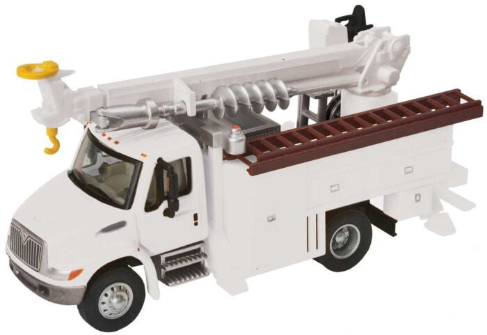 Walthers SceneMaster HO 949-11734 International 4300 Utility Truck with Drill Assembled - White