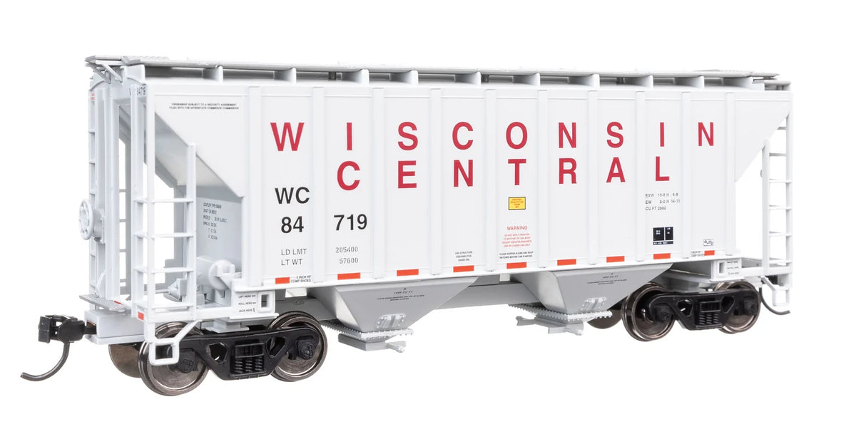 Walthers Mainline HO 910-8517 37' 2980 Cubic-Foot 2-Bay Covered Hopper Wisconsin Central WC #84719