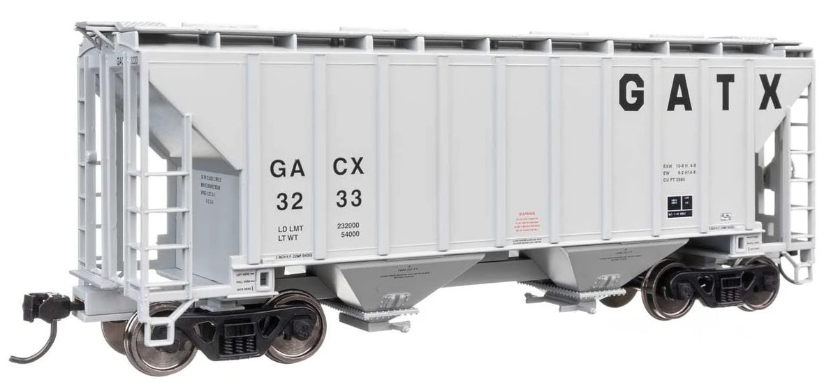Walthers Mainline HO 910-8511 37' 2980 Cubic-Foot 2-Bay Covered Hopper General American Tank Car/GATX GACX #3233