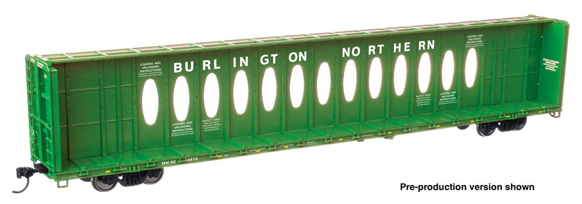Walthers Mainline HO 910-50732 72' Centerbeam Flatcar w/Opera Windows Burlington Northern BN #624414
