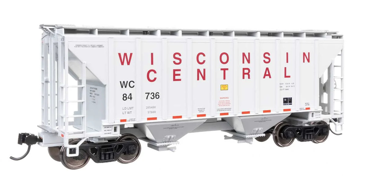 Walthers Mainline HO 910-8518 37' 2980 Cubic-Foot 2-Bay Covered Hopper Wisconsin Central WC #84736