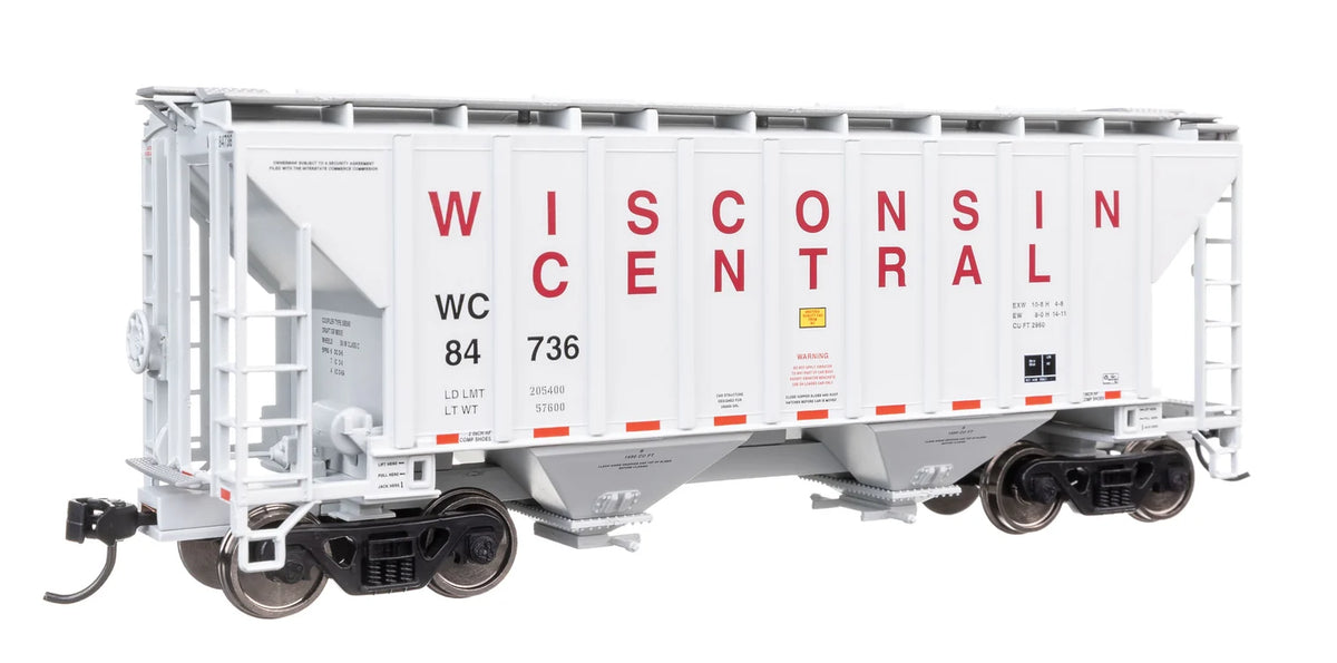 Walthers Mainline HO 910-8518 37' 2980 Cubic-Foot 2-Bay Covered Hopper Wisconsin Central WC #84736