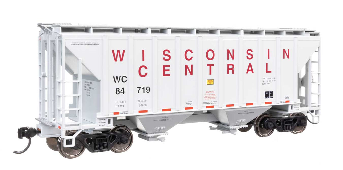 Walthers Mainline HO 910-8517 37' 2980 Cubic-Foot 2-Bay Covered Hopper Wisconsin Central WC #84719