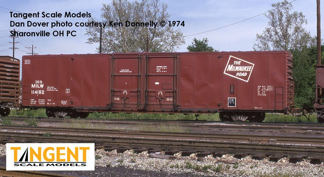 Tangent Scale Models HO 33014-02 Greenville 6,000CuFt 60' Double Door Box Car Milwaukee Road 'Red Repaint 1973+' MILW #114180
