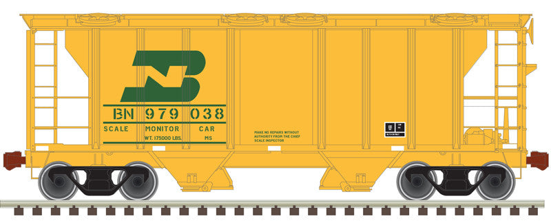 Atlas Trainman N 50005913 Pullman-Standard PS-2 2-Bay Covered Hopper Burlington Northern 'Scale Monitor Car' BN #979039