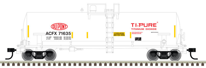 Atlas N 50006152 ACF 14,000-Gallon Kaolin Tank Car Dupont TiPure ACFX #71619