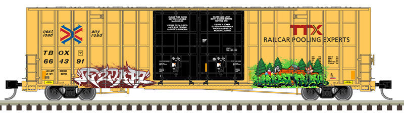 Atlas Master N 50006939 Gunderson 7550 Double-Door Boxcar w/ Graffiti TTX TBOX #664391