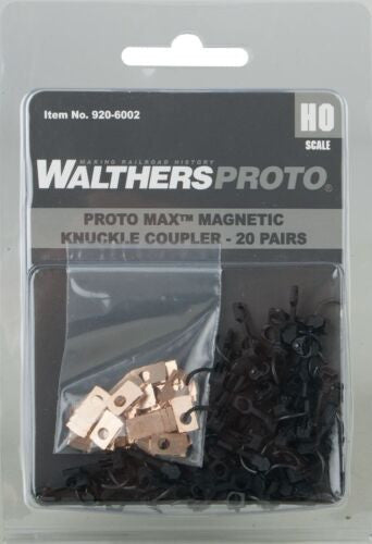 Walthers Proto Max HO 920-6002 Magnetic Knuckle Couplers Standard Type Couplers - 20 Pair