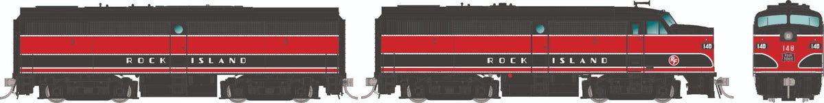 Rapido Trains Inc HO 37073 DCC Ready ALCo FA-1 + FB-1 Locomotive Set Rock Island "Red & Black" RI #148 + #148B