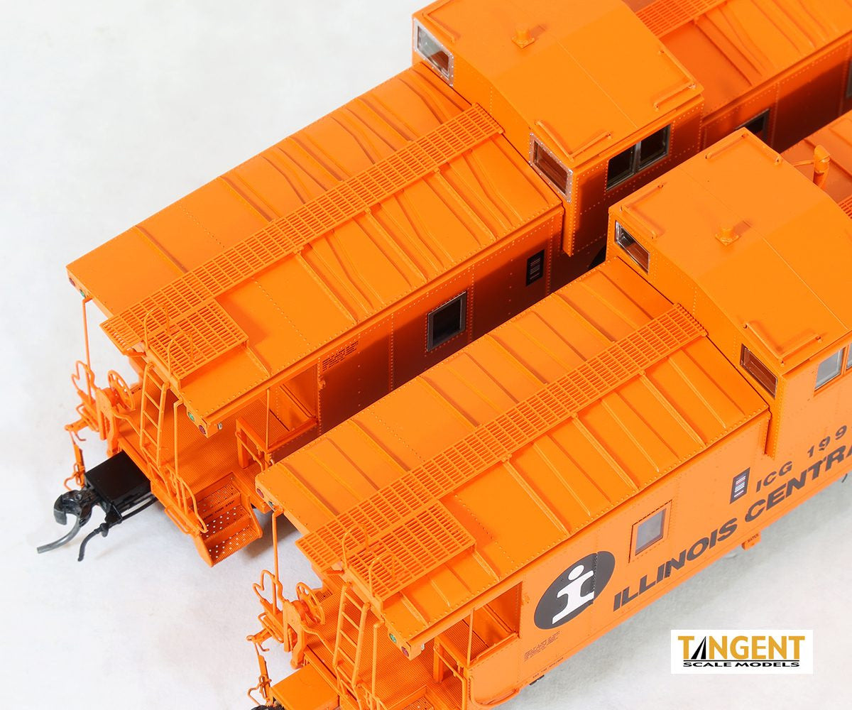 Tangent Scale Models HO 60211-01 IC Centralia Shops Steel Wide-Vision Caboose Illinois Central Gulf 'Orange I-Ball Repaint 1974+' ICG #199387