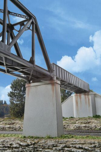 Walthers Cornerstone HO 933-4550 Single Track Railroad Bridge Concrete Piers - 2 Pack - Kit