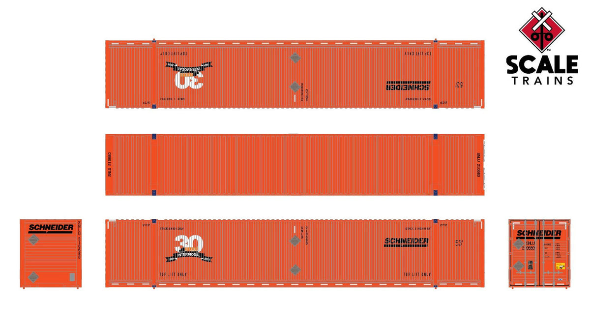 ScaleTrains Operator N SXT11649 CIMC 53' Corrugated Dry Container Schneider '30th Anniversary' SNLU 3-Pack