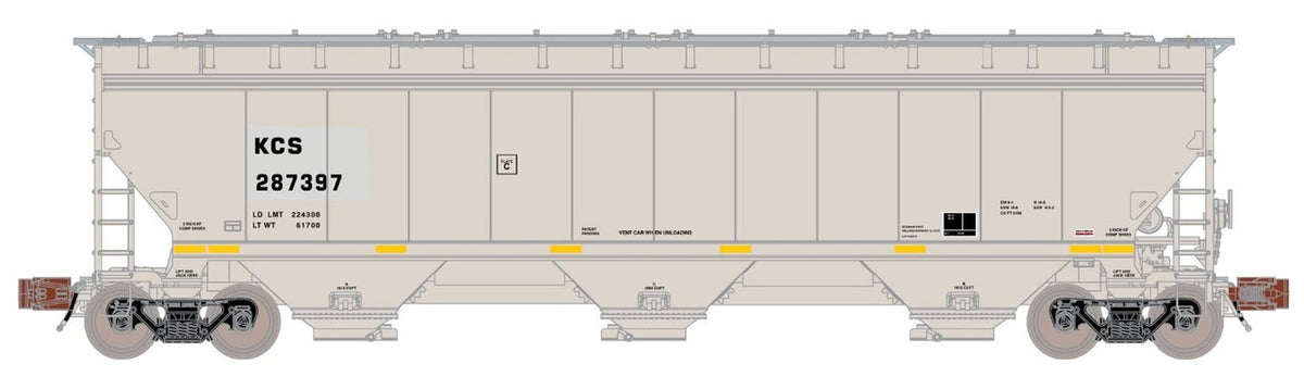 ScaleTrains Rivet Counter N SXT33253 Gunderson 5188 cf Covered Hopper, Kansas City Southern 'Gray' #287397