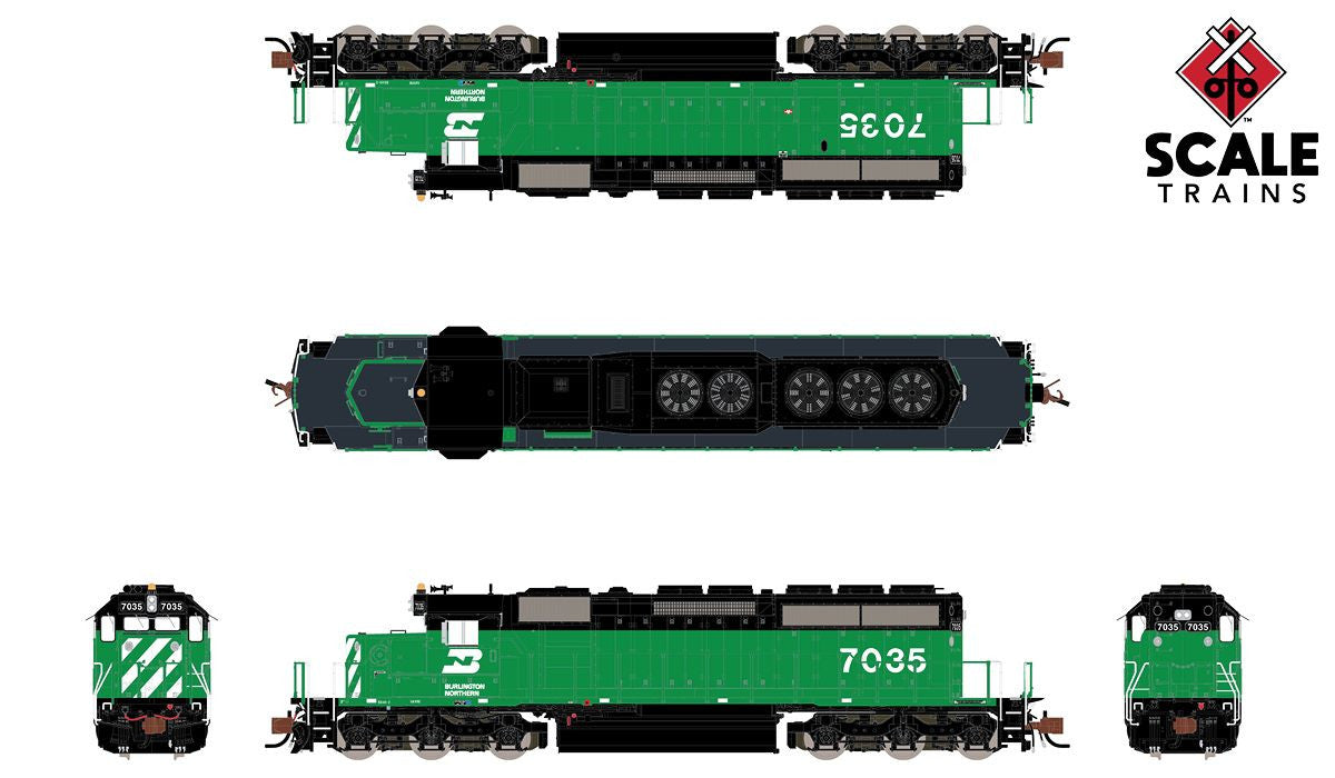 ScaleTrains Rivet Counter N SXT33787 DCC/ESU LokSound V5 Equipped EMD SD40-2 Locomotive Burlington Northern BN #7048