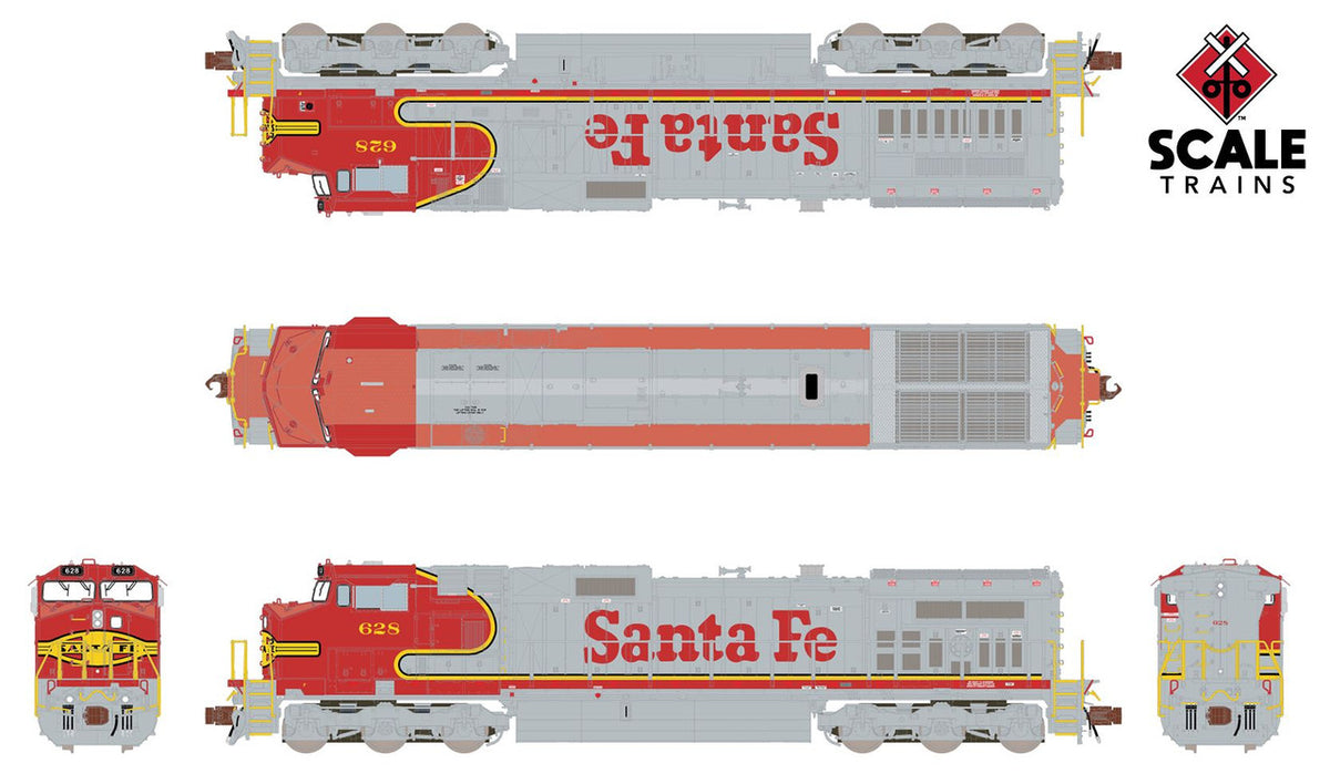 ScaleTrains Rivet Counter N SXT38512 DCC Ready GE DASH 9-44CW Locomotive Santa Fe 'Warbonnet' ATSF #628