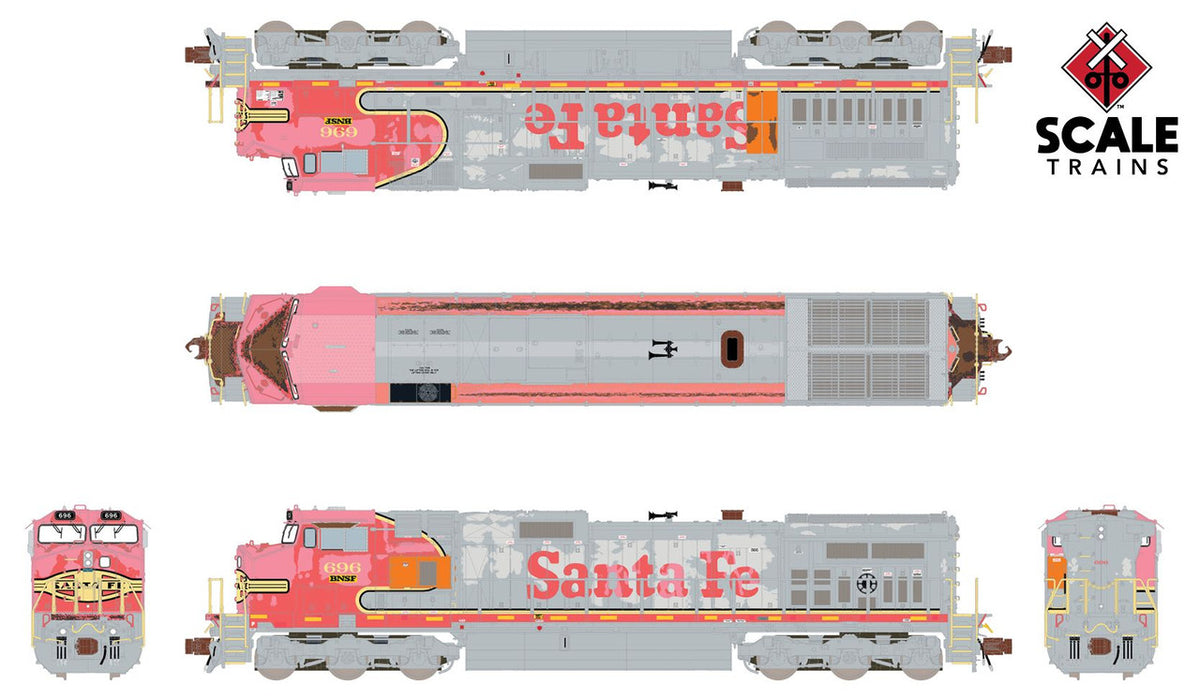 ScaleTrains Rivet Counter N SXT38522 DCC Ready GE DASH 9-44CW Locomotive BNSF 'ex-Santa Fe Warbonnet Patch' BNSF #673