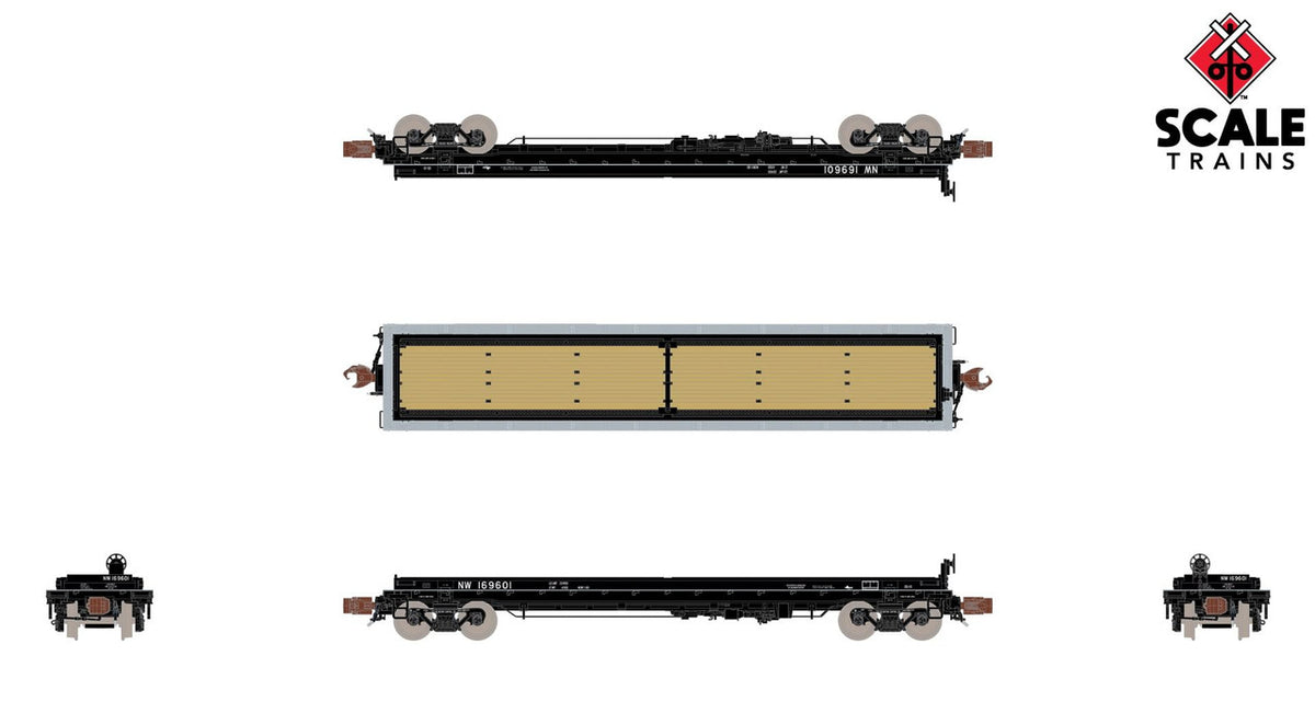 ScaleTrains Rivet Counter N SXT38656 Thrall 48' 2-Hood Coil Steel Car Norfolk & Western 'NS Black Hoods' NW #169619