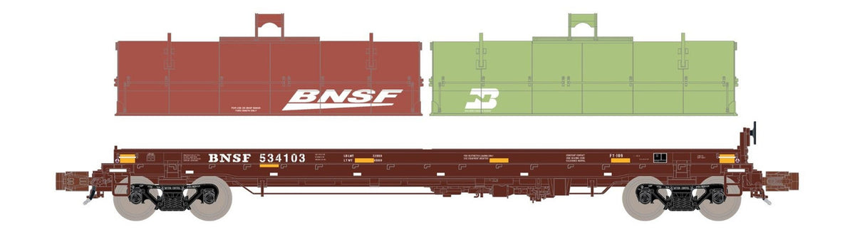 ScaleTrains Rivet Counter N SXT38667 Thrall 48' 2-Hood Coil Steel Car BNSF w/Mismatched Hoods BNSF & BN Green BNSF #534103