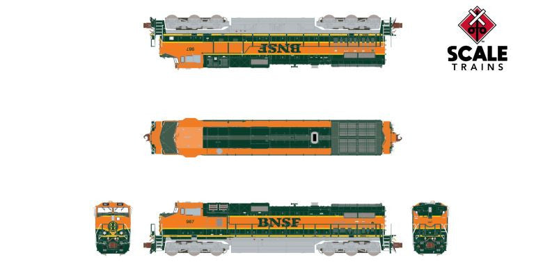 ScaleTrains Rivet Counter N SXT38677 DCC/ESU LokSound GE DASH 9-44CW Burlington Northern Santa Fe 'Orange Walkway' BNSF #987