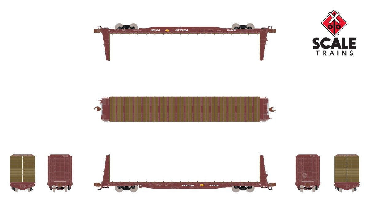 ScaleTrains Rivet Counter N SXT38966 BSC F68AH Bulkhead Flatcar Trailer Train/Oxide Red/IC TTPX #80298