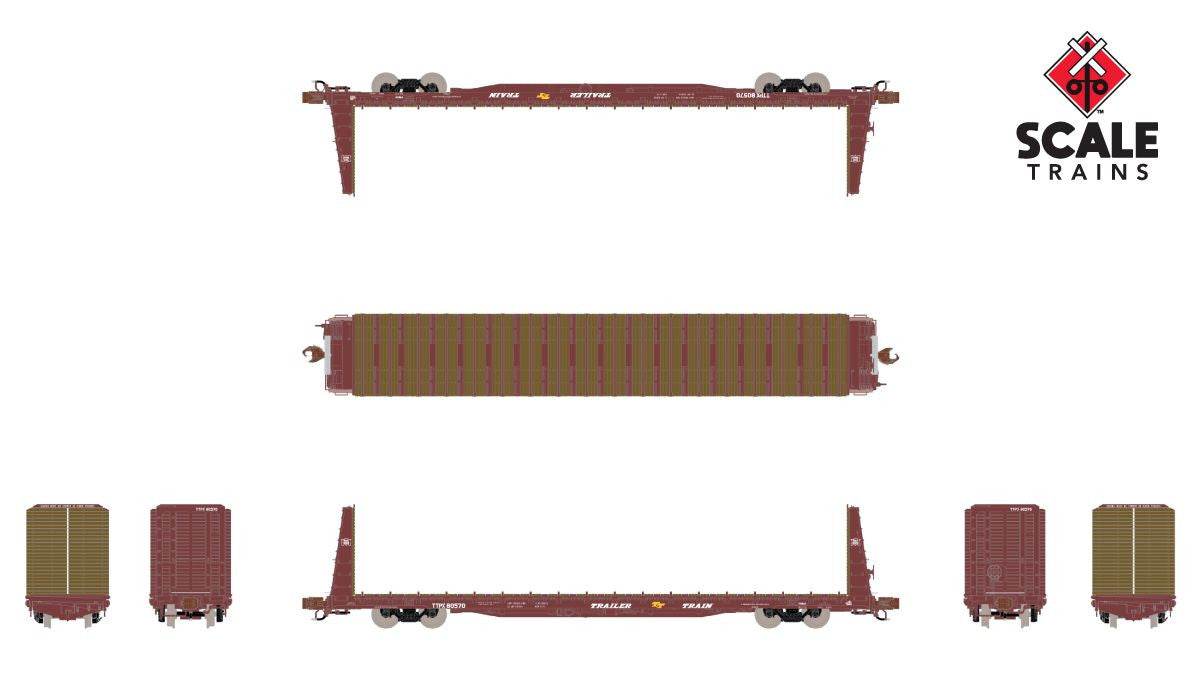 ScaleTrains Rivet Counter N SXT38967 BSC F68AH Bulkhead Flatcar Trailer Train/Oxide Red/CRIP TTPX #80570