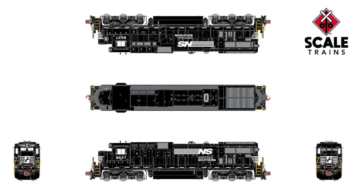 ScaleTrains Rivet Counter N SXT39174 DCC Ready GE C39-8 Locomotive Phase III Norfolk Southern w/Ditch Lights NS #8627