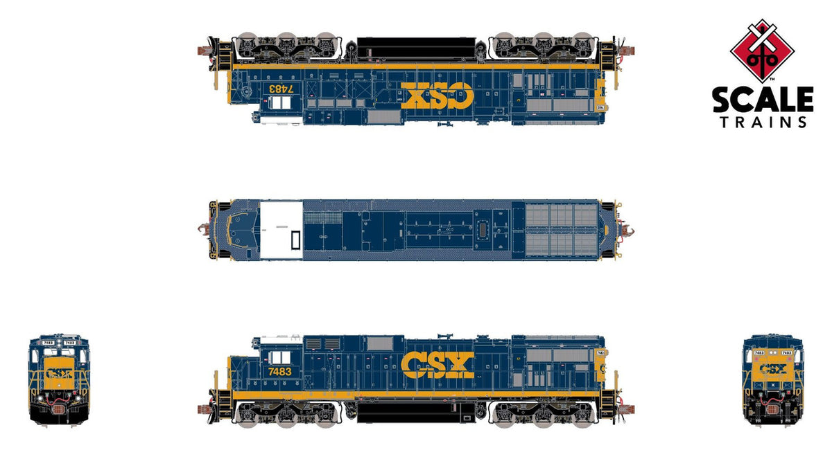 ScaleTrains Rivet Counter N SXT39187 DCC/ESU Loksound 5 Equipped GE C39-8 Locomotive Phase III CSX 'YN3' CSX #7482