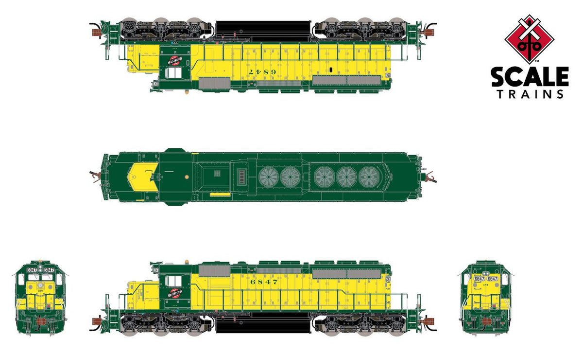 ScaleTrains Rivet Counter N SXT39383 DCC/ESU LokSound Equipped EMD SD40-2 Locomotive Chicago & NorthWestern 'System Logo' CNW #6847