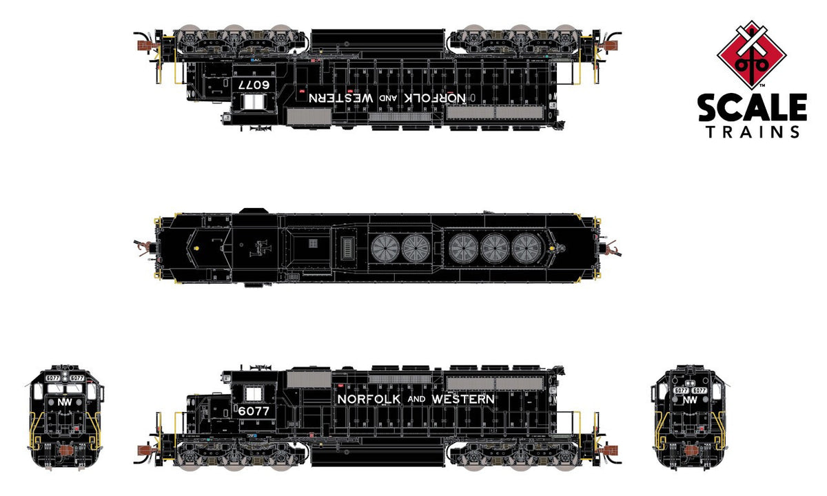 ScaleTrains Rivet Counter N SXT39418 DCC Ready EMD SD40-2 Locomotive Norfolk & Western 'Claytor Scheme' NW #6077
