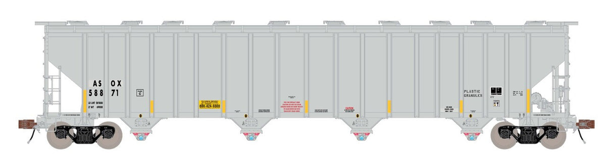 ScaleTrains Rivet Counter HO SXT39434 P-S 5820 Covered Hopper Americas Styrenics w/Conspicuity Stripes 'ex-GOCX' ASOX #58528