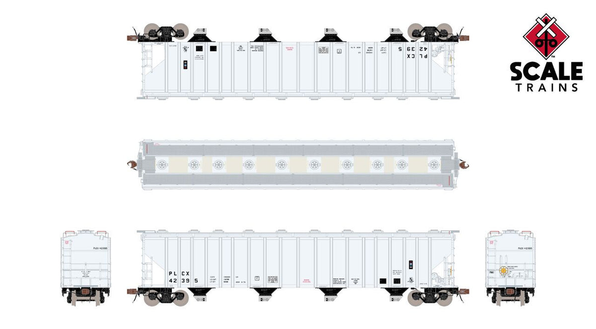 ScaleTrains Rivet Counter HO SXT39438 P-S 5820 Covered Hopper Pullman Leasing White PLCX #42450