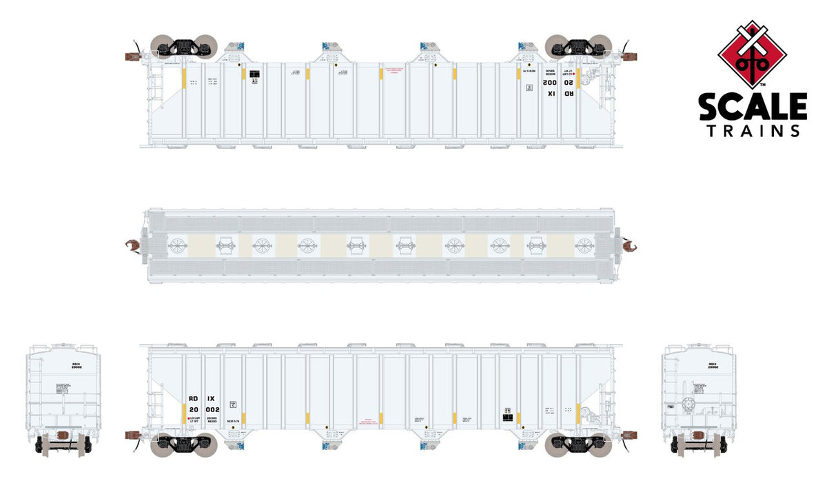 ScaleTrains Rivet Counter HO SXT39455 P-S 5820 Covered Hopper Entec Polymers White w/Conspicuity Stripes & SALCO Kam-Op Outlets RDIX #20002