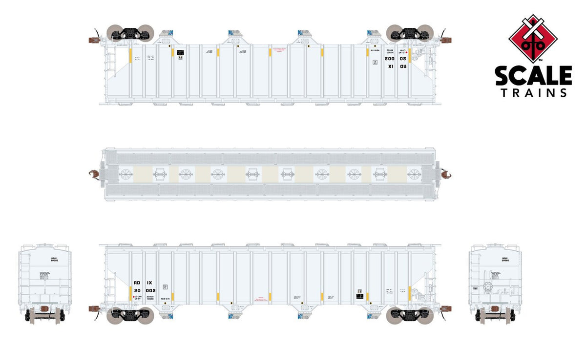 ScaleTrains Rivet Counter HO SXT39456 P-S 5820 Covered Hopper Entec Polymers White w/Conspicuity Stripes & SALCO Kam-Op Outlets RDIX #20027
