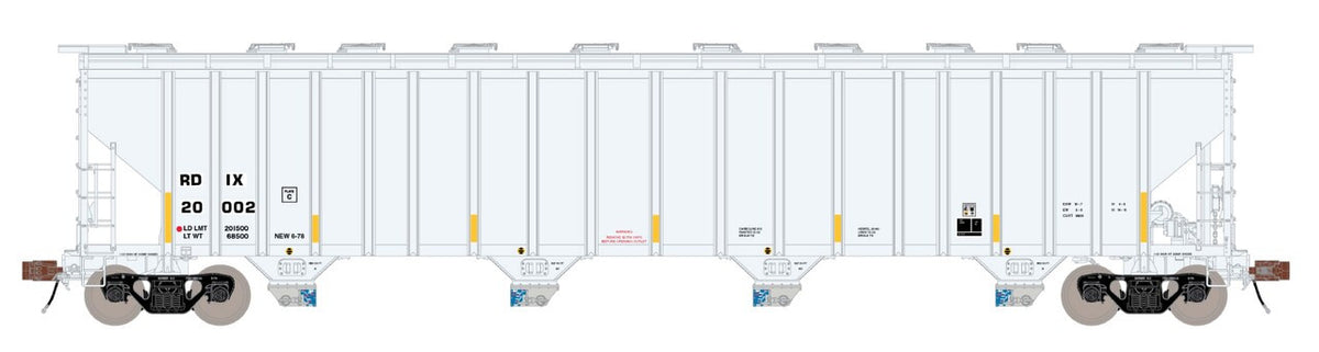 ScaleTrains Rivet Counter HO SXT39455 P-S 5820 Covered Hopper Entec Polymers White w/Conspicuity Stripes & SALCO Kam-Op Outlets RDIX #20002