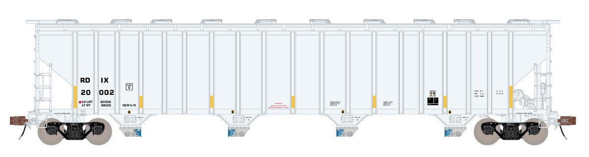 ScaleTrains Rivet Counter HO SXT39456 P-S 5820 Covered Hopper Entec Polymers White w/Conspicuity Stripes & SALCO Kam-Op Outlets RDIX #20027