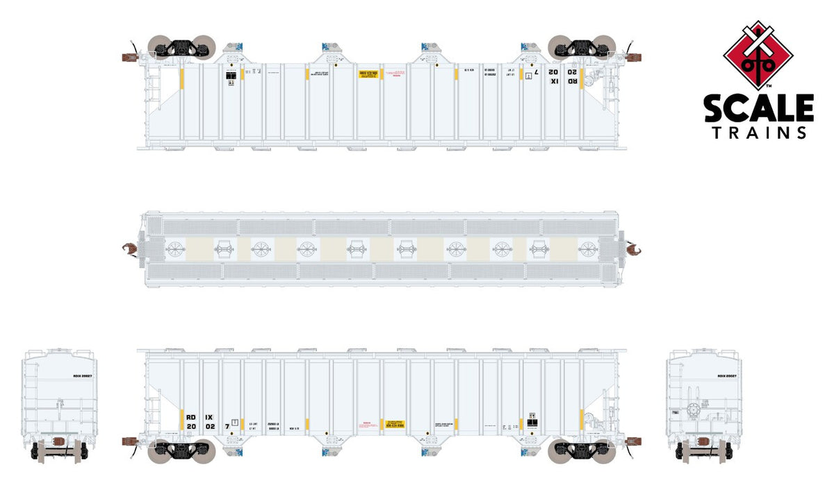 ScaleTrains Rivet Counter HO SXT39455 P-S 5820 Covered Hopper Entec Polymers White w/Conspicuity Stripes & SALCO Kam-Op Outlets RDIX #20002