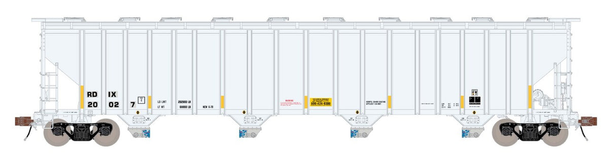 ScaleTrains Rivet Counter HO SXT39455 P-S 5820 Covered Hopper Entec Polymers White w/Conspicuity Stripes & SALCO Kam-Op Outlets RDIX #20002