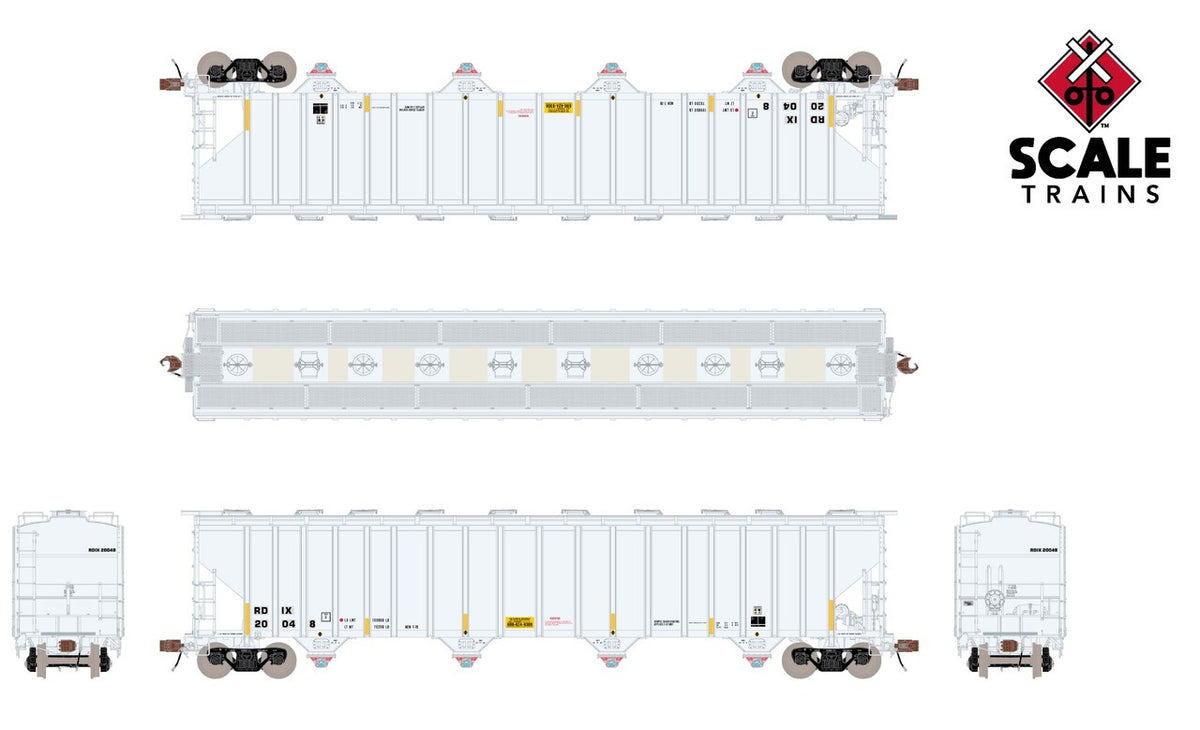 ScaleTrains Rivet Counter HO SXT39457 P-S 5820 Covered Hopper Entec Polymers White w/Conspicuity Stripes & Miner 289C Outlets RDIX #20048