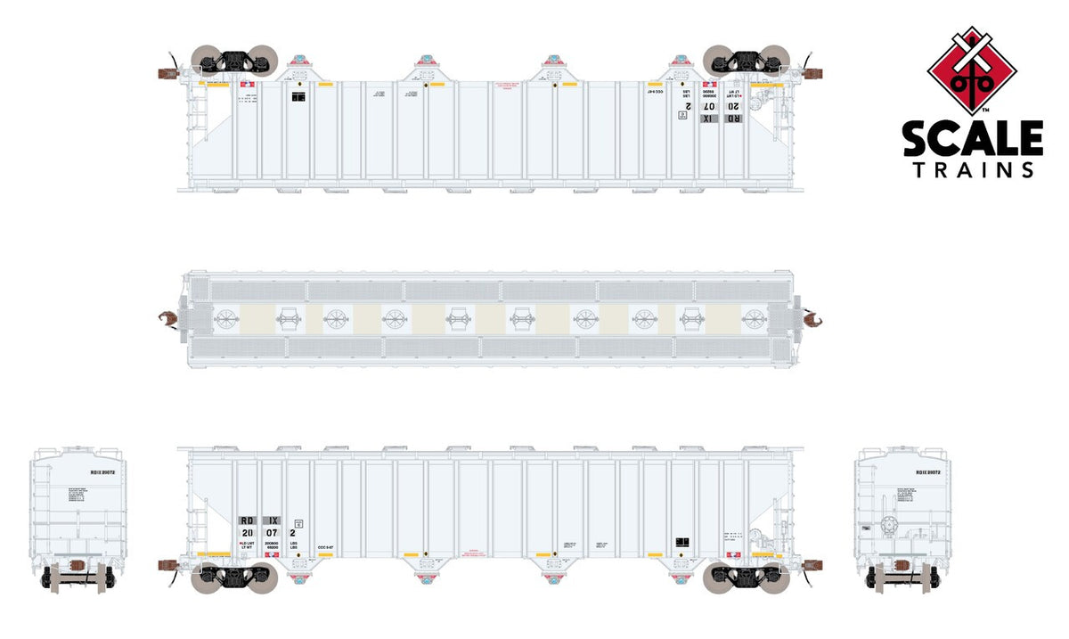 ScaleTrains Rivet Counter HO SXT39457 P-S 5820 Covered Hopper Entec Polymers White w/Conspicuity Stripes & Miner 289C Outlets RDIX #20048
