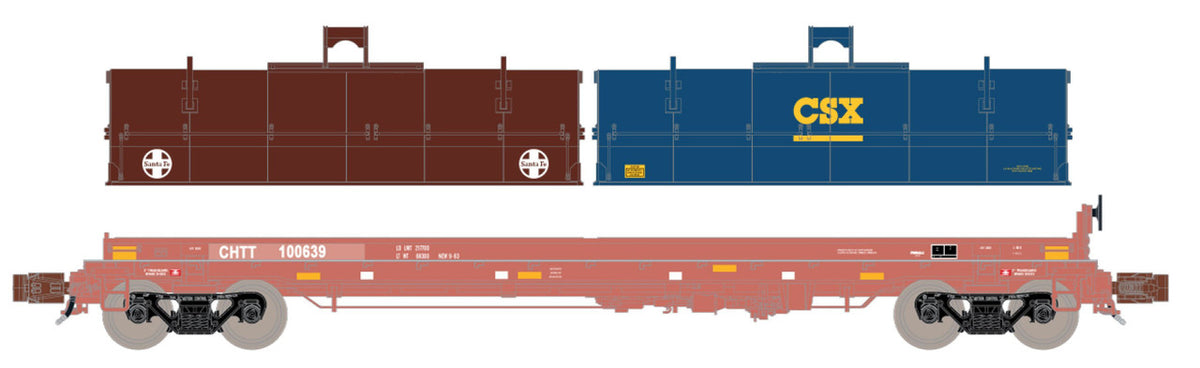ScaleTrains Rivet Counter N SXT39494 Thrall 48' 2-Hood Coil Steel Car CHTT w/Distressed ATSF and CSX Hoods CHTT #100639