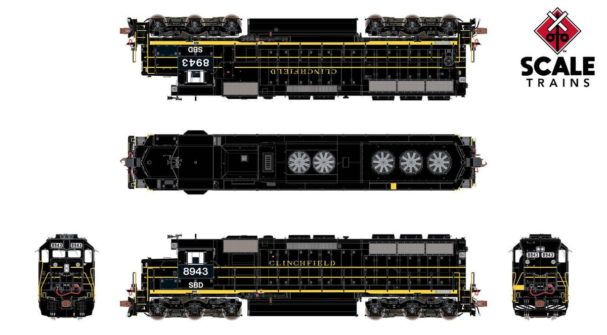 ScaleTrains Rivet Counter HO SXT39771 DCC/ESU Loksound 5 Equipped EMD SD45 Phase IIc Seaboard System 'ex-SCL patch' SBD #8934