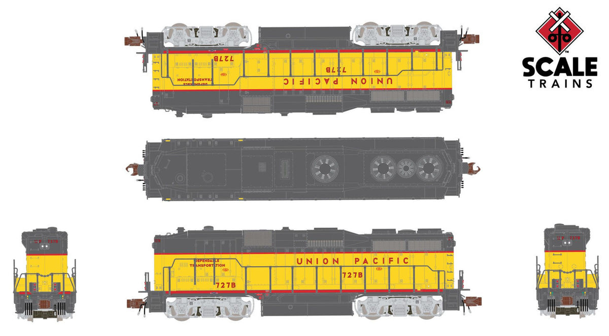 ScaleTrains Rivet Counter N SXT40012 DCC Ready EMD GP30B Passenger Locomotive Union Pacific "Dependable Transportation" UP #727B